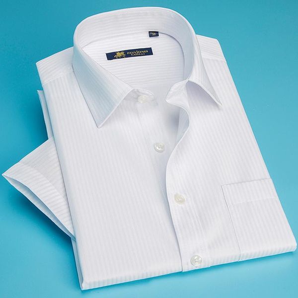 

men's casual shirts regular-fit summer short sleeve solid classic shirt single patch pocket formal business work office basic dress, White;black