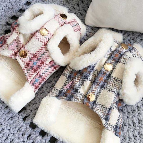 Зимняя собака одежда плюшевые теплые собаки пальто куртка одежда с пряжкой для щенка маленький средний домашние животные наряд чихуахуа Йоркшир ROPA 211007