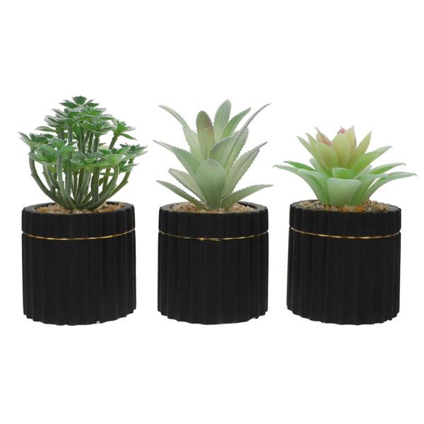 

decorative flowers & wreaths 3pcs emulation succulent plant pot ornament creative indoor potted decor