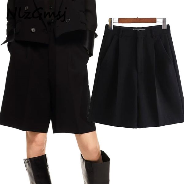 

short summer high waist casual female loose black office long 's streetwear 210628, White;black
