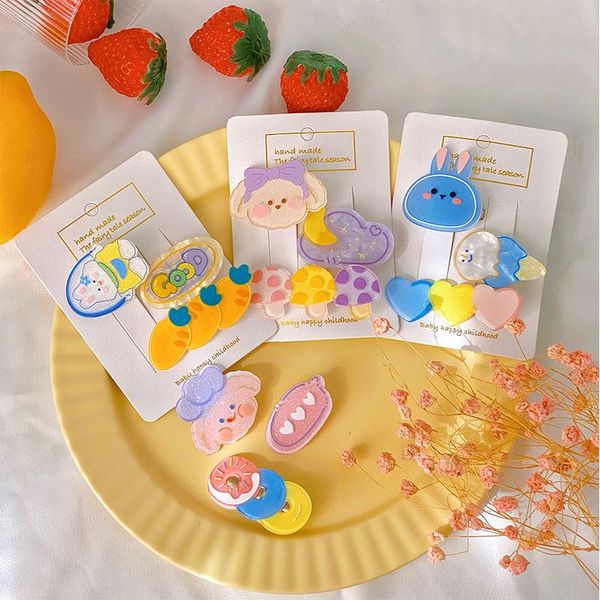 

hair accessories 3 pcs/set children cute animal cartoon carrot ornament clips baby girls alloy barrettes hairpins kids, Slivery;white