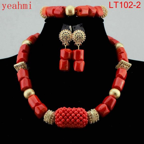 

earrings & necklace 2021 genuine coral beads jewelry nigerian wedding african set white designs lt102-1, Silver