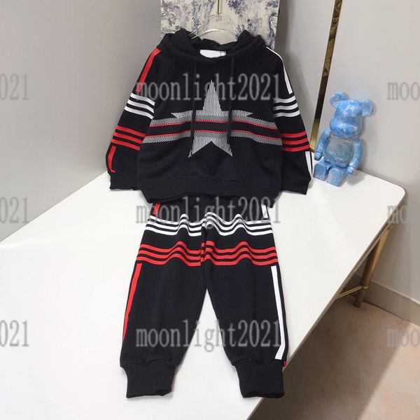

2022 spring black dr hooded sweater+trousers kids clothing sets cotton boys tracksuits brand children sports sets loose style baby jackets h, White