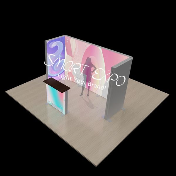 20 Fuß großer, von hinten beleuchteter Lightbox-Werbedisplay-Stand mit individuellem Aufdruck und Reisetasche