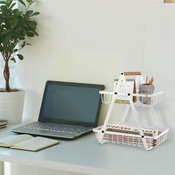 

kitchen storage & organization durable 2-tier counterfruit basket portable steel racks organizer display accessories fo i9f2