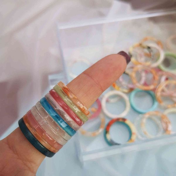 

love ring elegance trendy simple colorful transparent resin s set acrylic finger for girl party birthday jewelry gift, Slivery;golden