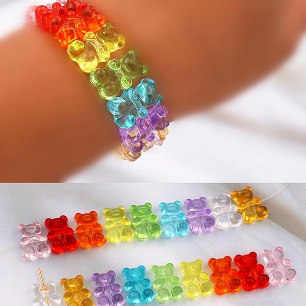 

charms candy-colored gummy bears 10 pieces of sweet diy wholesale charm to make cute earrings, bracelets and necklaces, Bronze;silver