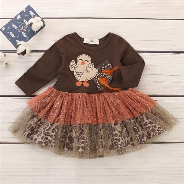 Abiti da bambina Ringraziamento Turchia Abito da principessa Pizzo Tulle Abiti da bambina Abiti firmati per neonati Boutique Abbigliamento per neonati DHW4098