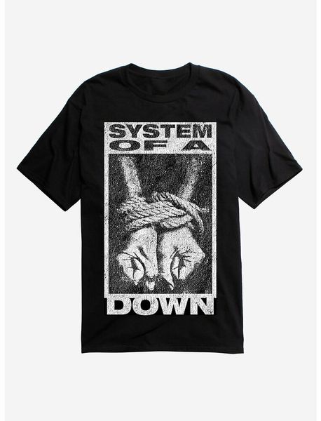 

system of a down tied hands t-shirt, White;black