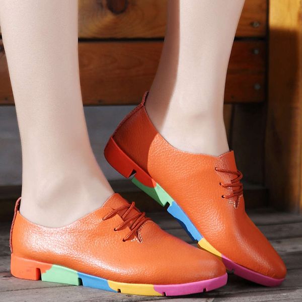 

5isw casual shoes 2020 leisure leather face mother's shoes autumn pregnant women's antiskid trend single nurse large bean gvz0, Black