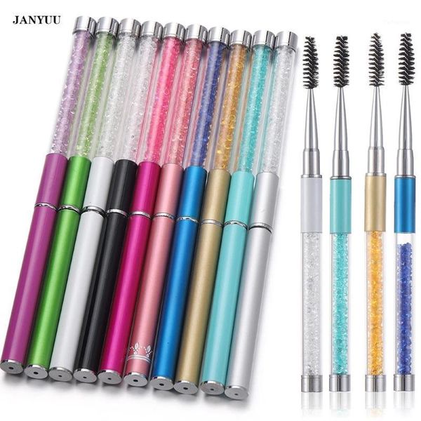 

10pcs makeup brush single spiral rhinestone applicator eye cosmetic comb tool 6 colors extended eyelash eyebrow mascara wand brushes1