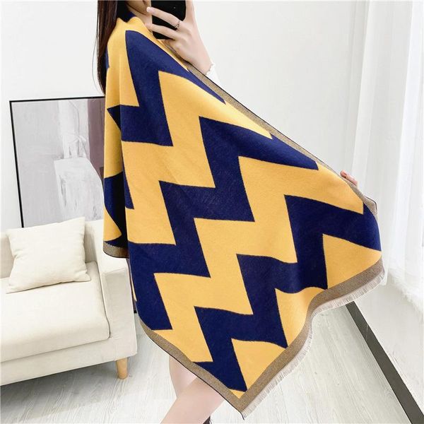 

scarves 2021 luxury cashmere scarf winter women pashmina shawls blanket wraps female foulard bandana brand ponchos hijab, Blue;gray