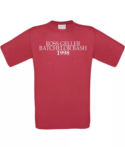 

ross geller bachelor bash mens t-shirt - funny friends stag hen do gift, White;black