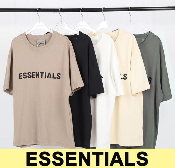 

2021 spring summer hip hop fear of god front essentials 3d silicon tee skateboard tshirt fog men women short sleeve casual t shirt, Red;black