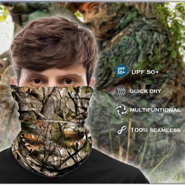 

hunting hiking seamless bandana scarf neck buff outdoors camping headwear quick drying face shield balaclava camouflage facemask cycling cap, Black