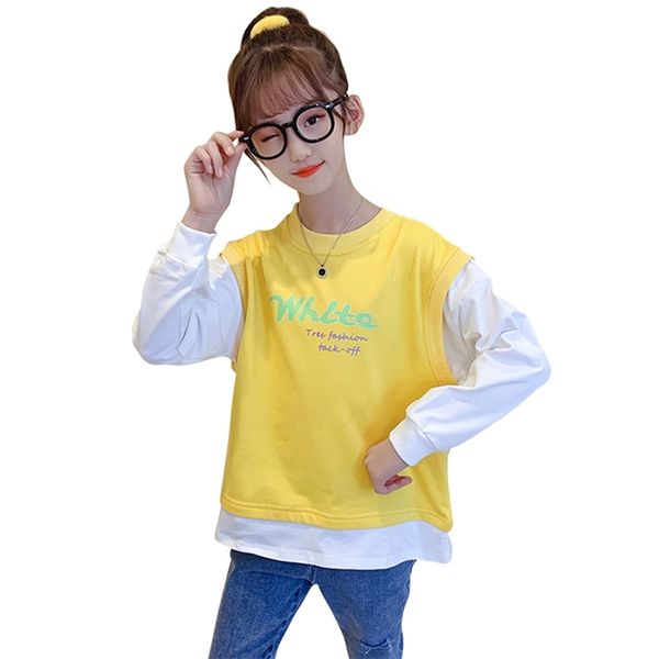 Hoodie Kazak Kız Rahat O-Boyun Gevşek Sonbahar Uzun Kollu S Tişörtü Ter Çocuk T-Shirt 210527