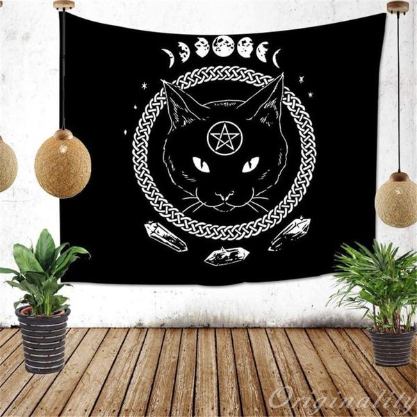 

tapestries black cat tapestry mysterious divination wall hanging home decoration