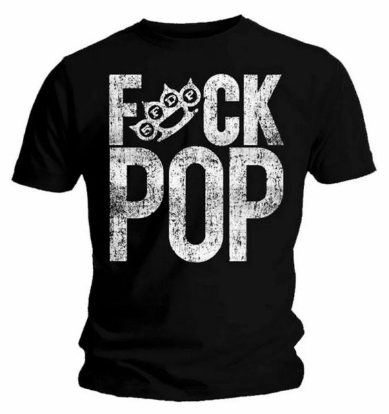 

official five finger death punch t shirt f*ck pop let's rock metal ffdp black, White;black