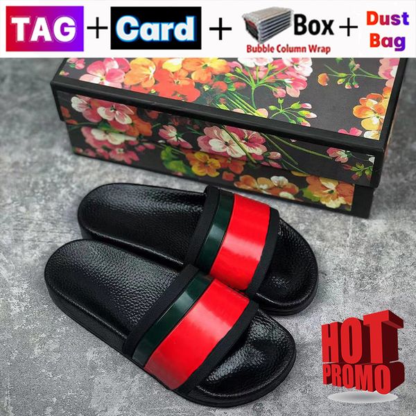 

fashion mens designer slippers womens slides sandals men luxury shoes summer beach slide flat with box flower women sneakers leather rubber, Black