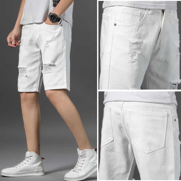 

2021 men's summer thin stretch slim straight capris men's korean fashion pants, Blue