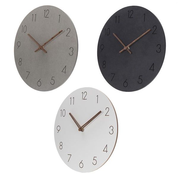 

wall clocks simple round clock kitchen classics silent numberal mdf wood for bedroom office living room decor gift