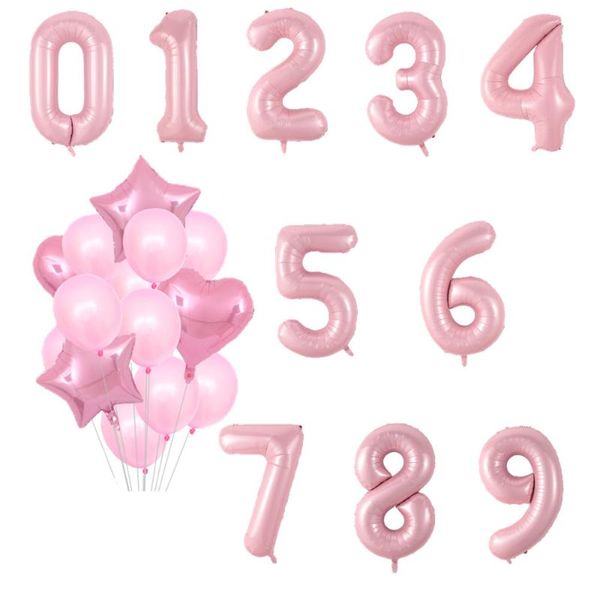 

party decoration 40 inch foil pink number balloons 0 1 2 3 4 5 6 7 8 9 air inflatable ballon 18 happy birthday wedding supplies