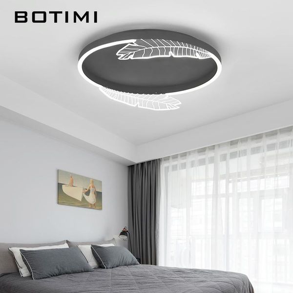 

ceiling lights botimi round led with feather shaped acrylic surface mounted bedroom lamp 220v gray kids room lighting fixtures