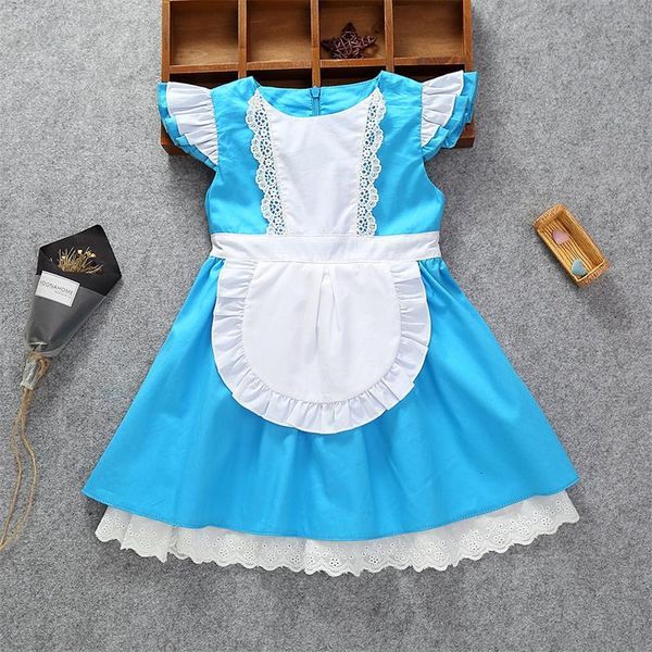 

girl's dresses cinderella cosyplay style blue white cotton summer casual kid clothes 1-8years e8005 1hd4, Red;yellow
