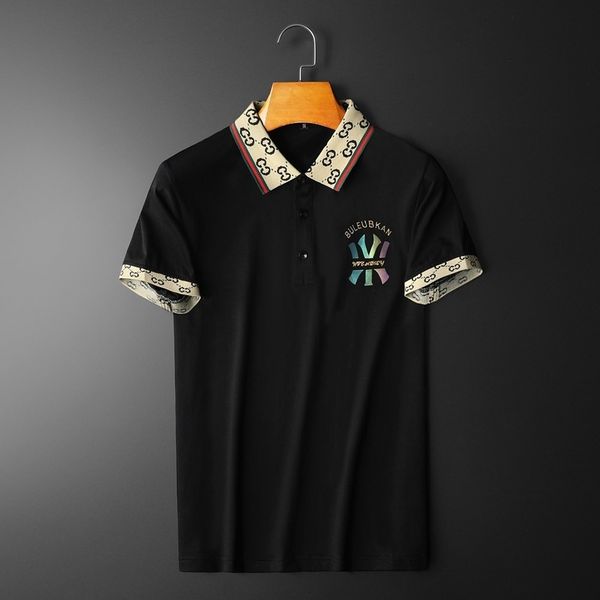

fashion t shirts 2021 summer men's reflective short sleeve casual printed mercerized cotton lapel polo, White;black