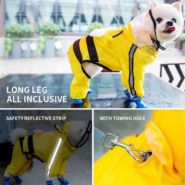 

dog apparel puppy raincoat four feet waterproof all-inclusive poncho pet clothes coat small