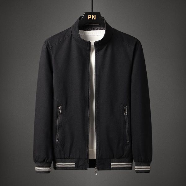 

men's jackets jacket of man style 2021 loose casual cotton young and middle-aged stand-up collar top, Black;brown