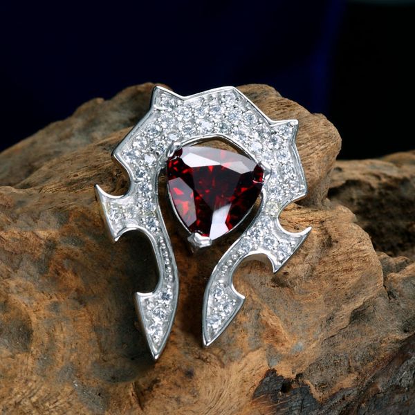 WOW JOGO HORDE 925 Broche de prata esterlina com corda cadeia colar lapel pin para homens mulheres ternos roupas de aniversário roupas