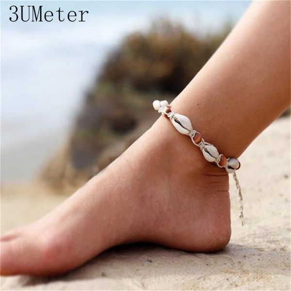 

anklets 3umeter 2021 vintage beach anklet for women wooden beads shell hand made gift drop, Red;blue