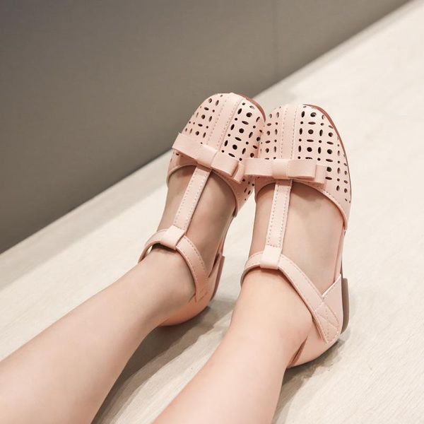 

fashion bow kids princess summer leather shoes for girls children sandal hollow flat beach 3  5 6 7 8 9 10 11 12 years sandals, Black;red