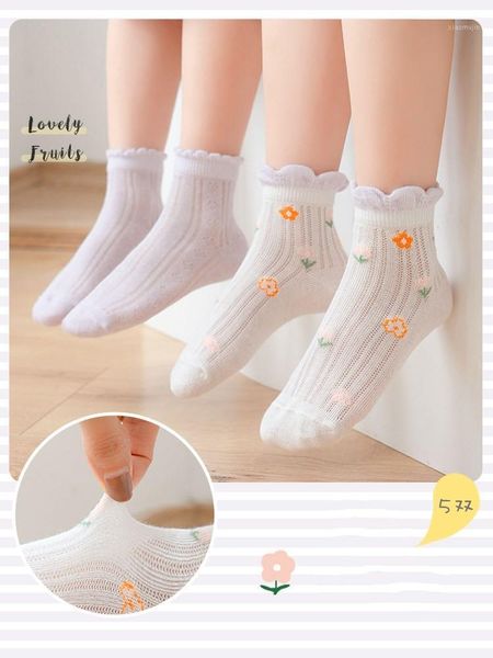

children's socks spring and autumn thin cotton girls' hosiery in summer, Pink;yellow