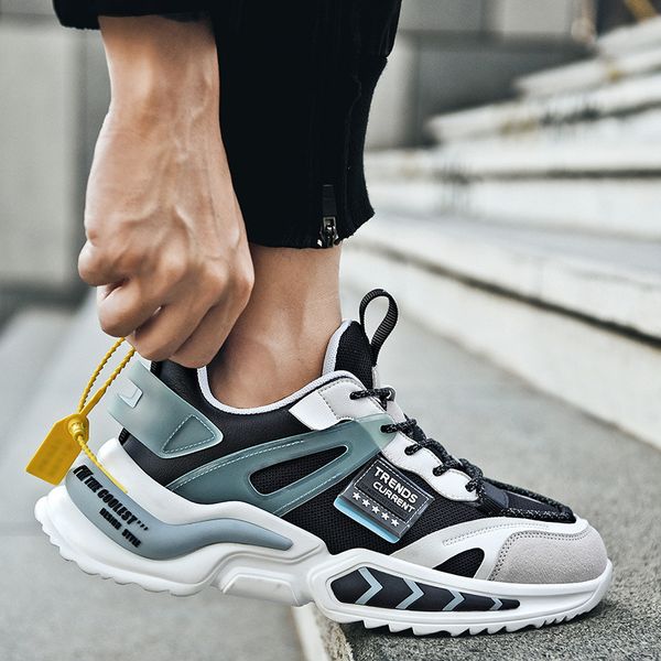 

464748 size shoes mens fashion shoes autumn 2020 new height increasing leisure sneakers mens versatile ins trendy daddy shoes, Black;white