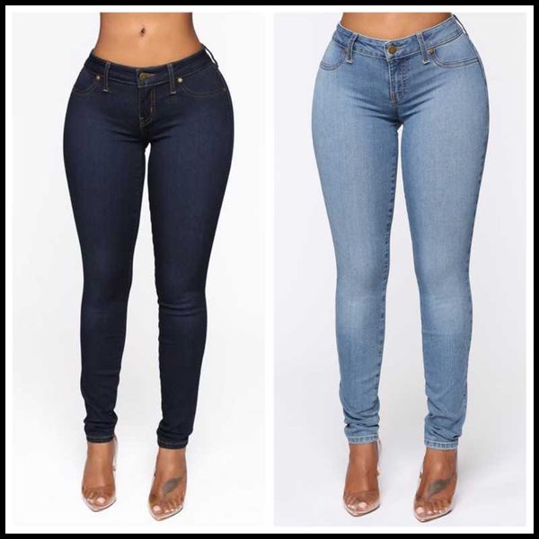 

women high stretch thin jeans fashion slim denim pencil pants skinny lifting bujeans s-2xl quality women's, Blue