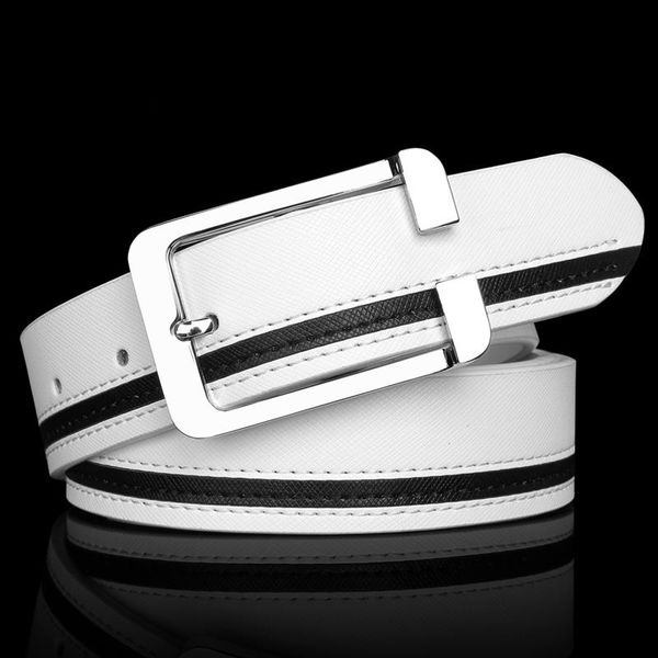 

belts golf belt men's white korean fashion buckle joker leather japanese designer men luxury, Black;brown