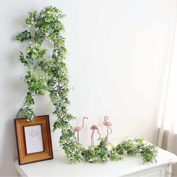 

decorative flowers & wreaths 195cmartificial greenplants,eucaly ptusleaves rattanwith flowers,indoor ceiling pipeline decoration,wedding bac