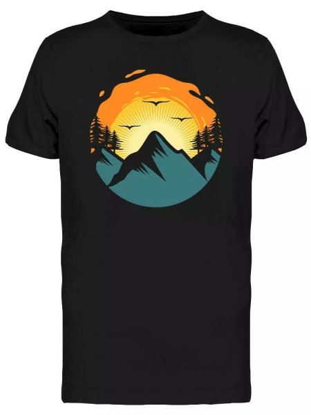 

Mountain Sunset And Birds Tee Men's -Image by Shutterstock, White;black