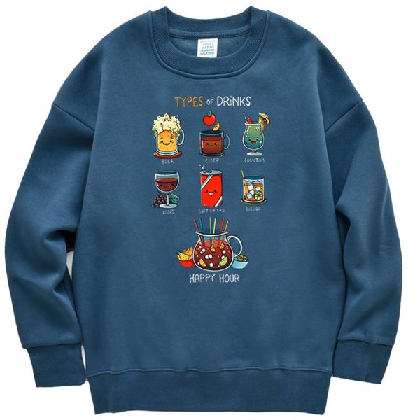 

women's hoodies & sweatshirts cartoon various drinks female fashion pullover fleece streetwear harajuku women hoody casual, Black