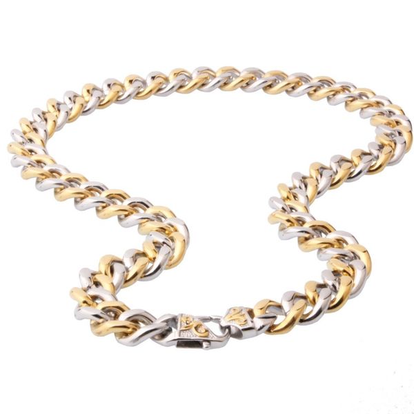 Hip Hop Edelstahl Cuban Link Kette Männer Halskette Silber Gold Farbe Heavy Lock Schmuck 13/15mm 16-40 Zoll Drop Shopping X0509