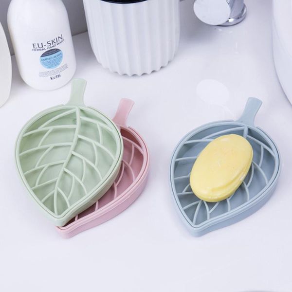 

soap dishes double layer leaf shape drain box storage container portable modeling holder