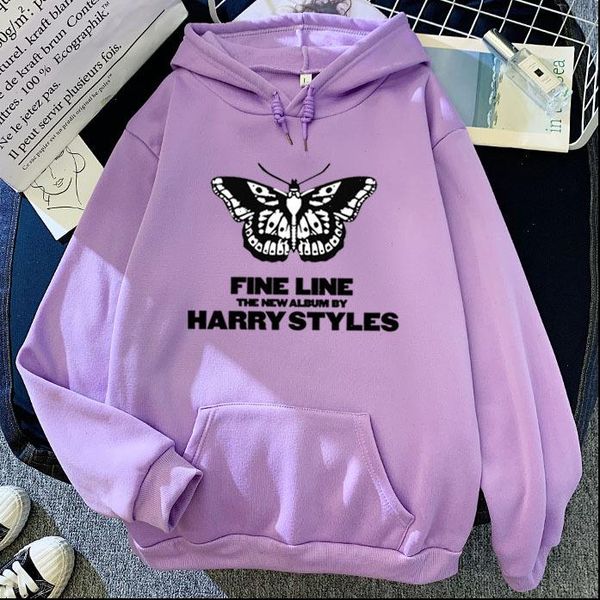 

harry styles fine line butterfly womens sweatshirt pink kawaii clothes men oversized harajuku hoody, Black