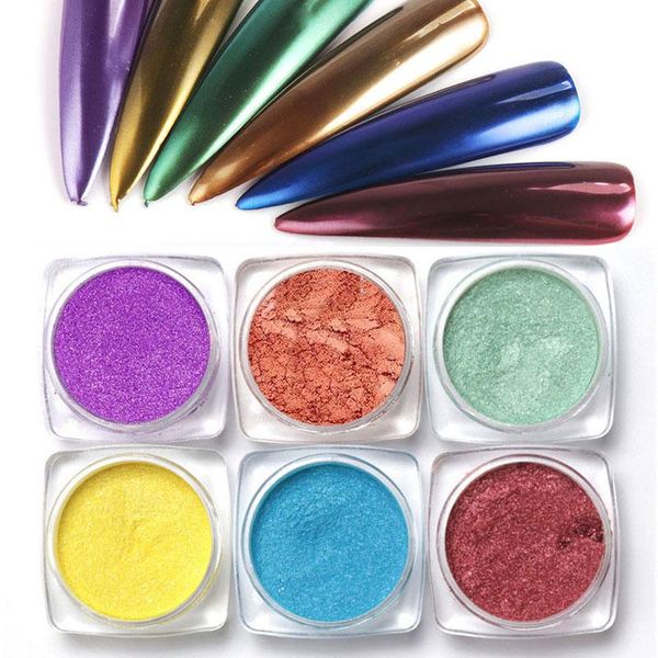 

nail glitter pearl mermaid matte acrylic powder shimmer sequins uv gel polish chrome pigment art decorations accesorios, Silver;gold