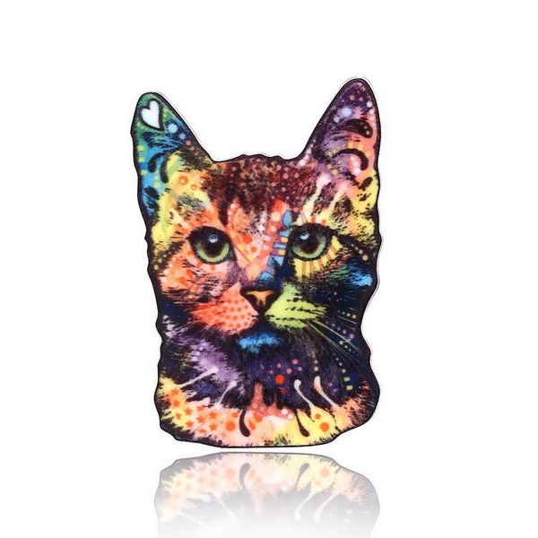 

pins, brooches elfin wholesale trendy cat pet jewellery colorful bengal brooch acrylic, Gray