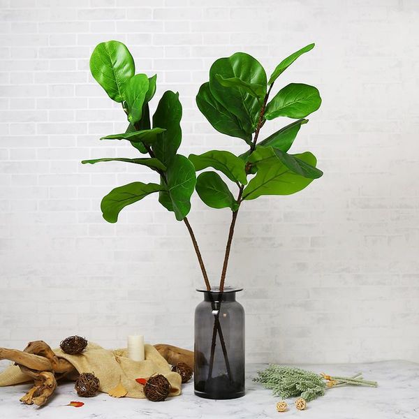 

decorative flowers & wreaths 105cm plastic banyan leaves large artificial tree branch tropical fake ficus leafs green palm plants for home w