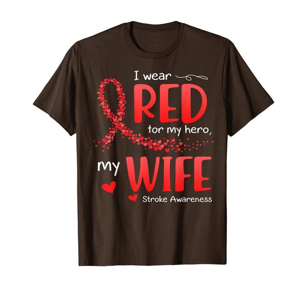 

i wear red for my wife stroke awareness t-shirt, White;black
