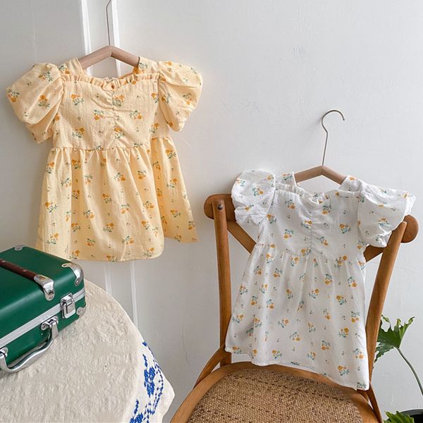 

cute summer baby girls short sleeve floral dresses kids baby girl princess dress clothing kids girls dress, Blue
