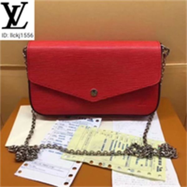 

shoulder brand iconic designer women luxury 1mtn totes m61276 handbags red bags water handles ripple bags chain cross wallet body bag, Red;black
